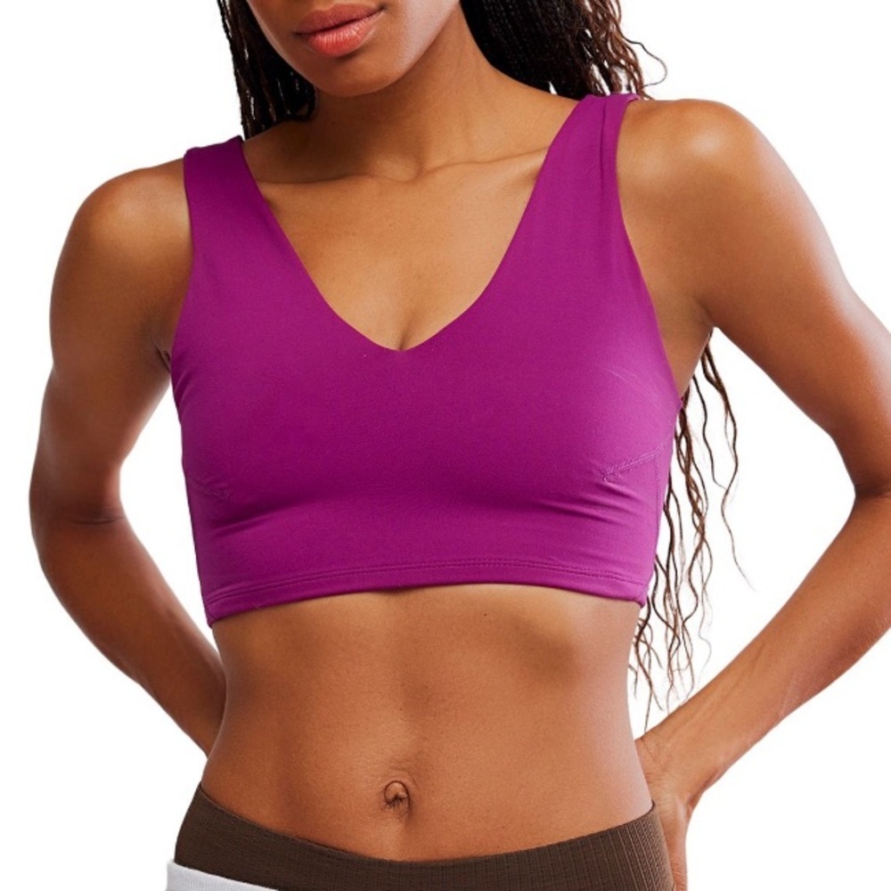 Free People FP Movement Purple V Neck Crop Top